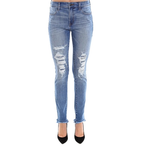 J Brand Maria High Waisted Diversion Destruct Distressed Raw Hem Skinny Jeans - Picture 2 of 16